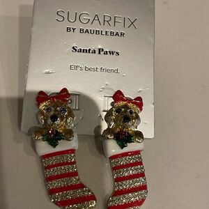 BaubleBar Christmas Lab Earrings - Red and Gold